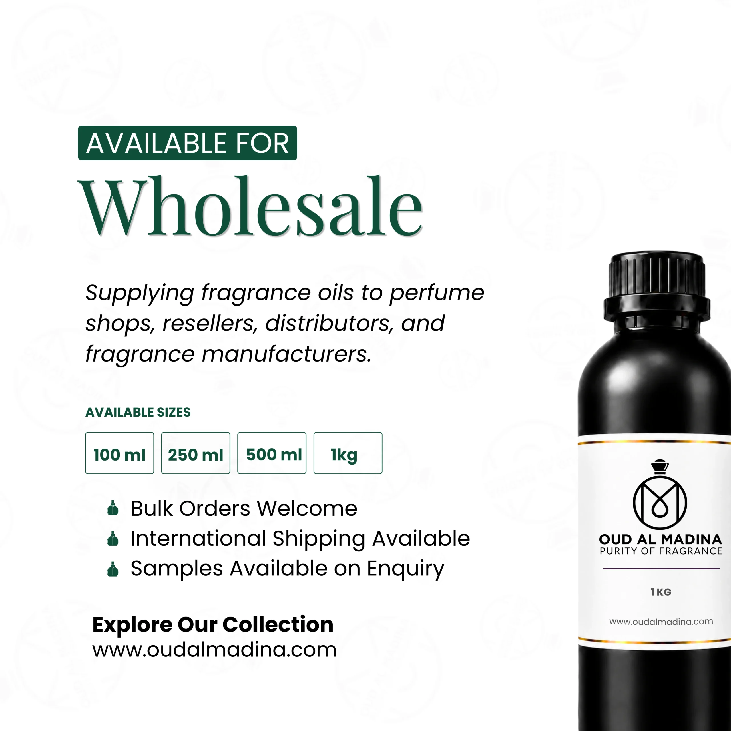 Oud Al Madina black fragrance oil wholesale sizes and supply information